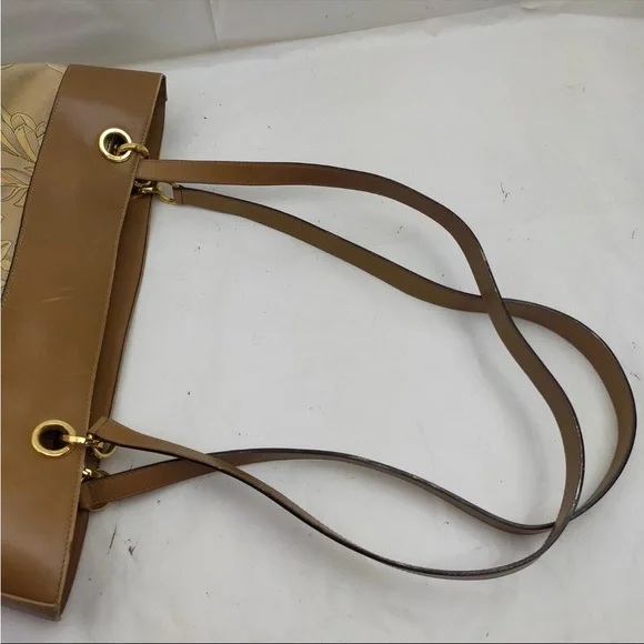 Salvatore Ferragamo Brown and Cream Floral Tote - Picture 6 of 17